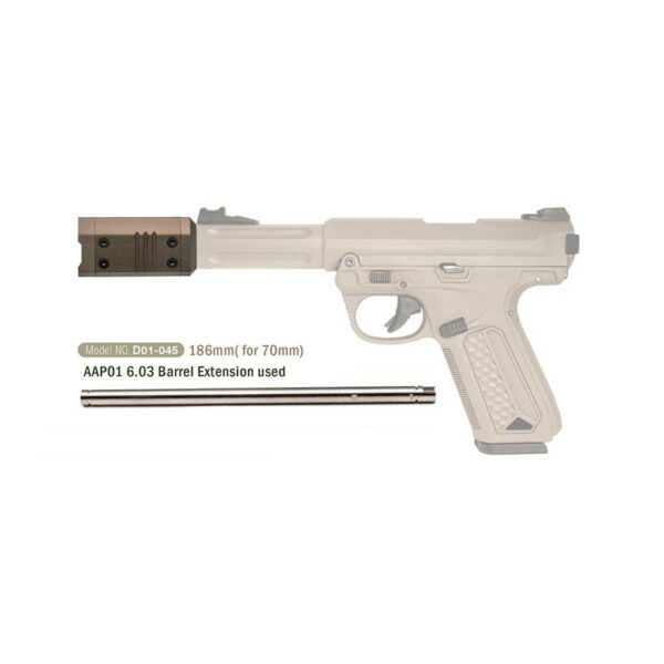 Action Army AAP01 / AAP01C GBB Barrel Extension (70mm, Black)
