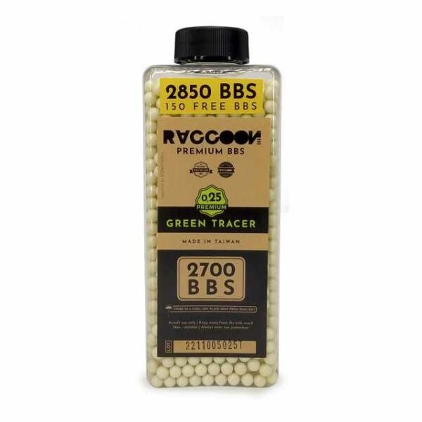Raccoon PREMIUM BBS - 0.25g GREEN TRACER - 2850 BBS